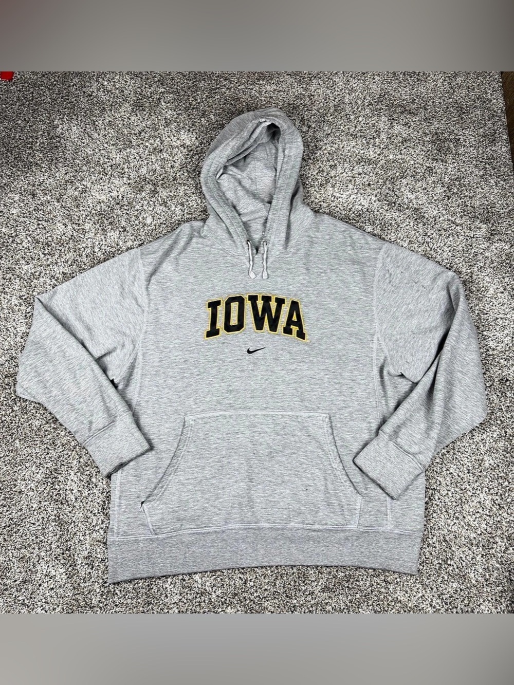 Y2K Sz XL Men’s Nike Center Swoosh Iowa Hawkeyes Pullover Hoodie Grey Sweatshirt